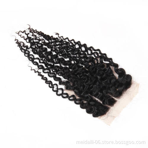3 way part closure cheap virgin brazilian hair large stock 4*4 kinky curly lace closure